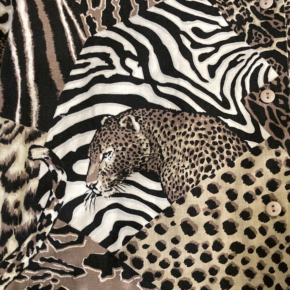 Leopard Zebra Cheetah Animal Print Button Down Co… - image 2